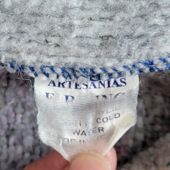 Artesanias Hoodie Womens Large Gray Pink Hooded Sweater Surfer Skater Drug Rug - Picture 9 of 9